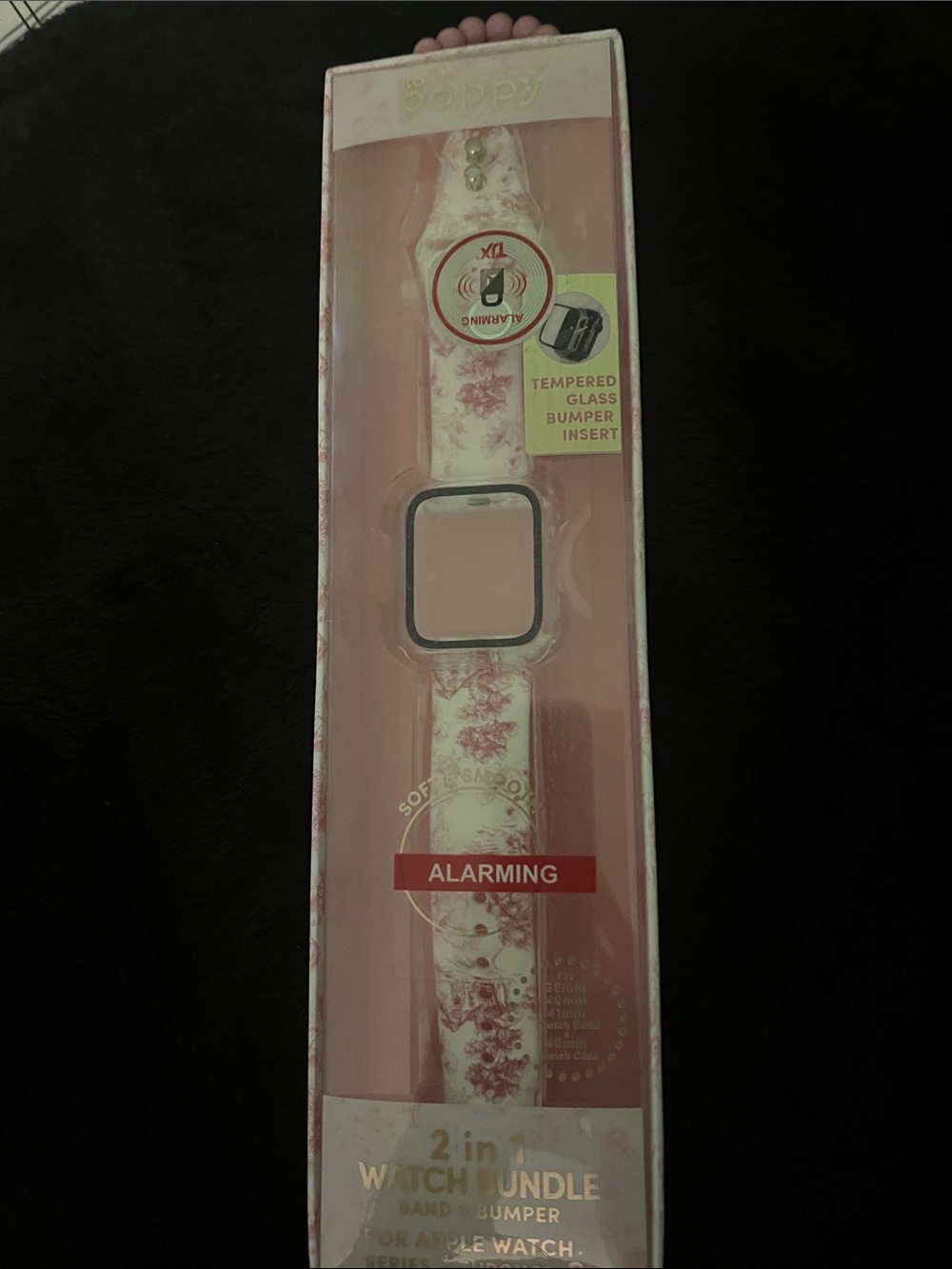 Pink Floral 2-in-1 Watch Band & Tempered Glass Bumper for Apple Watch
